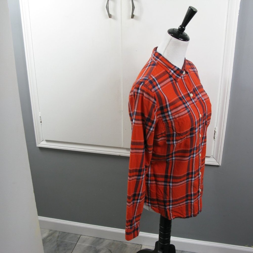 Old Navy Classic Orange Plaid Flannel Size Medium - Picture 4 of 5
